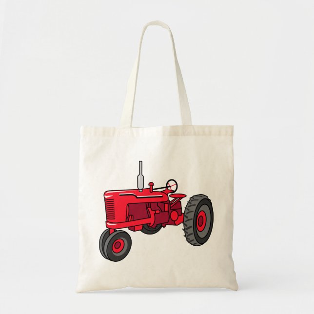 Bolso De Tela Tractor rojo vintage (Frente)