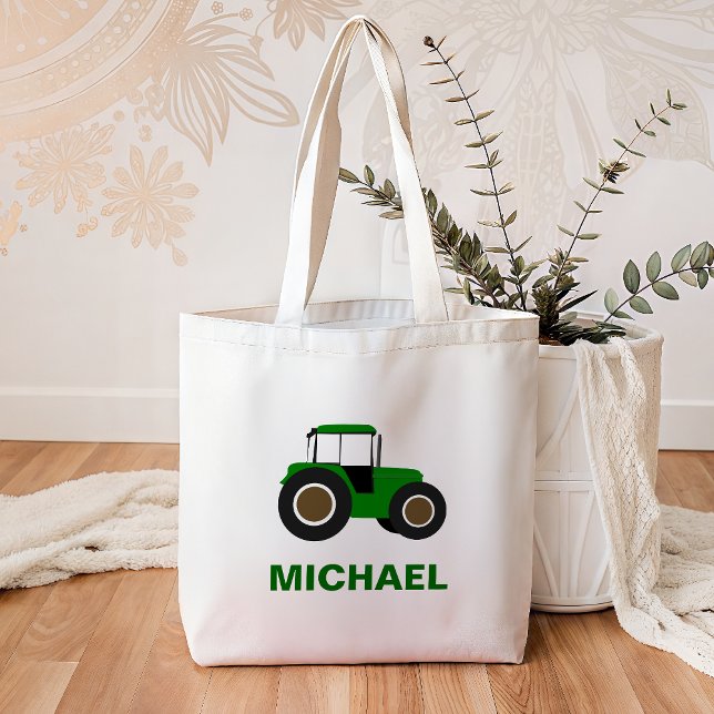 Bolso De Tela Tractores De Granja Verdes Para Niños (Subido por el creador)