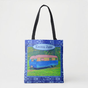 Bolso De Tela Trailer de caravana azul brillante
