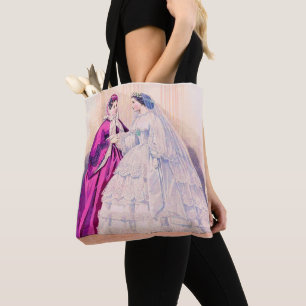 Bolso De Tela traje boda de chapa de moda francés de 1861