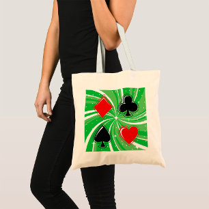 Bolso De Tela Trajes de Cartas Retro Vibrante Rojo y Negro