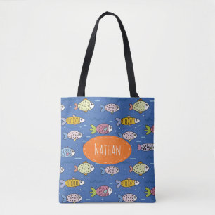Bolso De Tela Trama de peces coloridos y personalizados Niños n