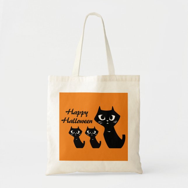 Bolso De Tela Tramitación de gatos negros con suerte en Hallowee (Frente)