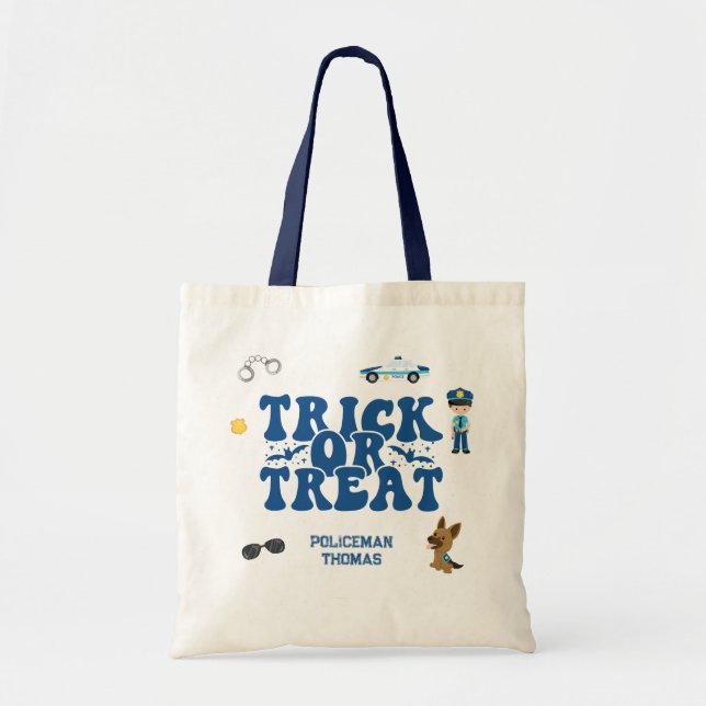 Bolso De Tela Trampa o trato personalizado a los niños policías (Frente)