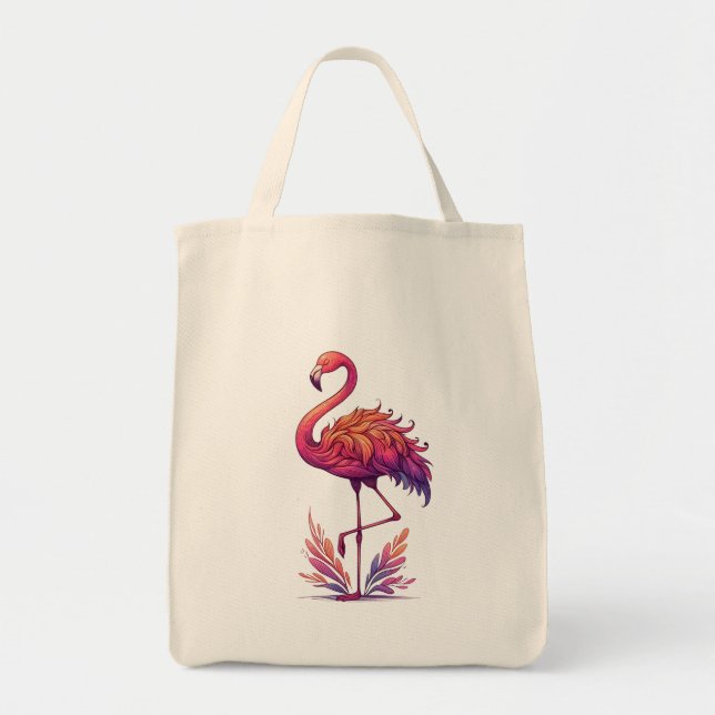 Bolso De Tela Tranquilo Flamingo Rosado De Pie Tranquila (Frente)