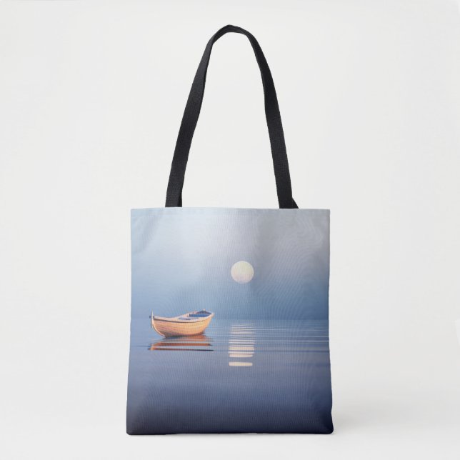 Bolso De Tela Tranquilo Lago Mist Moon Light (Anverso)