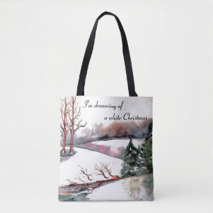 Bolso De Tela Tranquilo Tote de vacaciones en invierno
