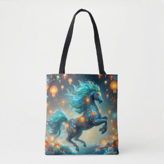 Bolso De Tela Transformative Teal Horse