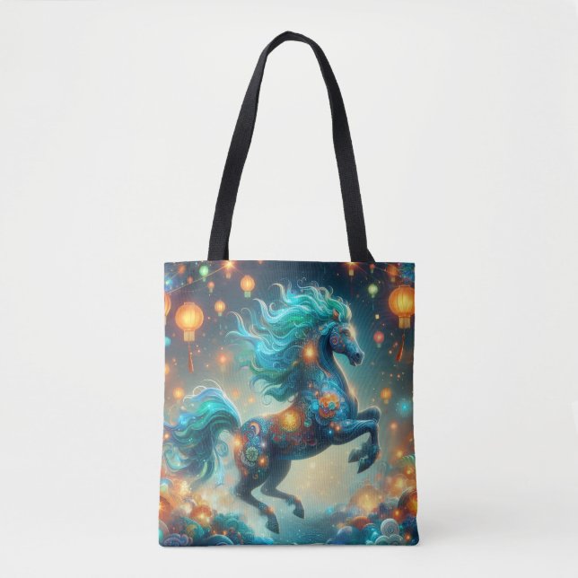Bolso De Tela Transformative Teal Horse (Anverso)