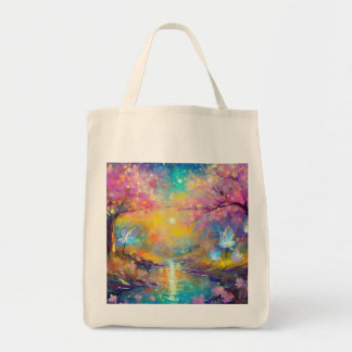 Bolso De Tela Transmisión del amanecer de fantasía de flor de ce