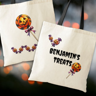 Bolso De Tela Tratamiento de nombres personalizados de Halloween