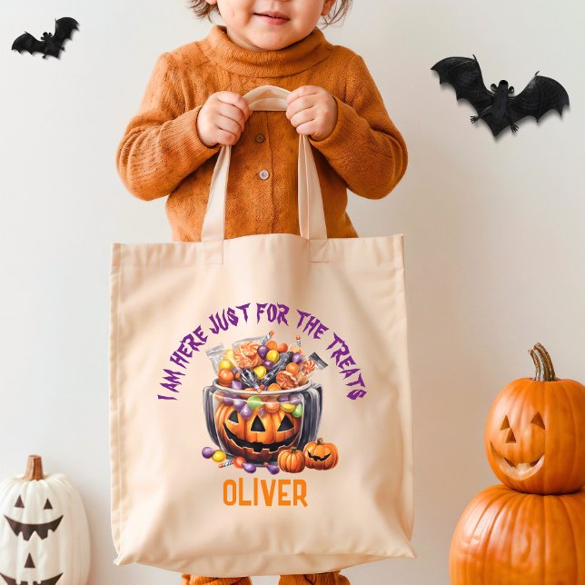 Bolso De Tela Tratamientos de Halloween de Calabaza Púrpura pers (Subido por el creador)