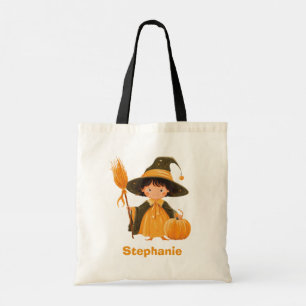 Bolso De Tela Trato o truco de bruja de disfraces con nombre per