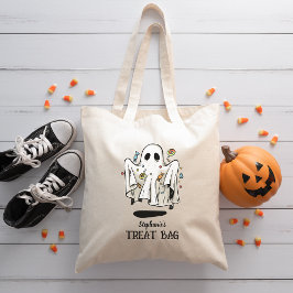 Bolso De Tela Trato o truco de Halloween con nombre personalizad