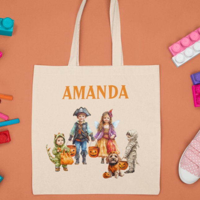 Bolso De Tela Trato personalizado de Halloween para niños (Subido por el creador)