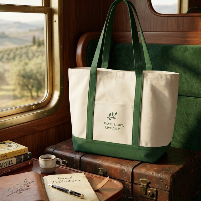 Bolso De Tela Travel Light Live Deep Minimalist Typography  (Travel Light Live Deep Minimalist Typography Off-White Large Canvas Weekender)