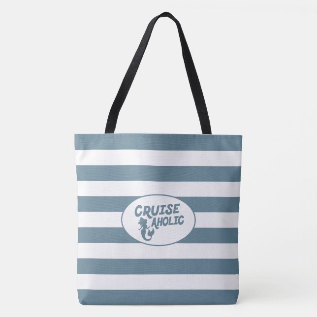 Bolso De Tela Travesía divertida de Cruiseaholic con las rayas (Anverso)