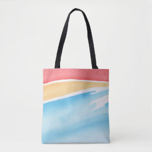 Bolso De Tela Trazos de acuarela rojos naranjas y azules geniale