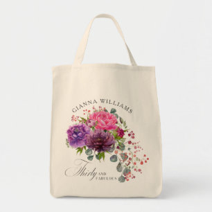 Bolso De Tela Treinta y Fabuloso Elegante Floral 30 cumpleaños