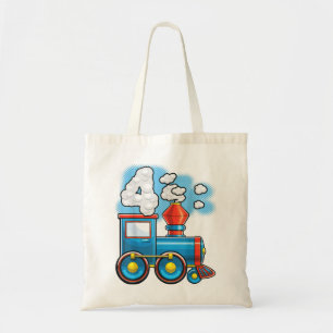 Bolso De Tela Tren Chugga Tren 4to cumpleaños Fiesta nacimiento