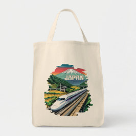 Bolso De Tela Tren de bala japonés y el Monte Fuji