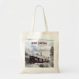 Bolso De Tela Tren de época que viaja a través de Winter Wonderl