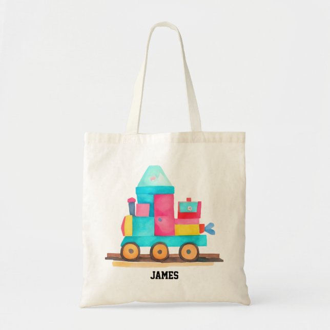 Bolso De Tela Tren de juguete colorido para niños (Frente)