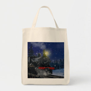 Bolso De Tela Tren de Navidad en la nieve