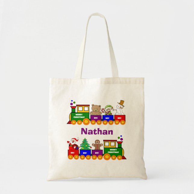 Bolso De Tela Tren del juguete del navidad (Frente)