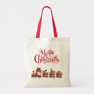 Bolso De Tela Tren navideño bonito con juguetes