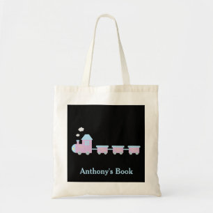 Bolso De Tela Tren rosa azul negro niños biblioteca llamada