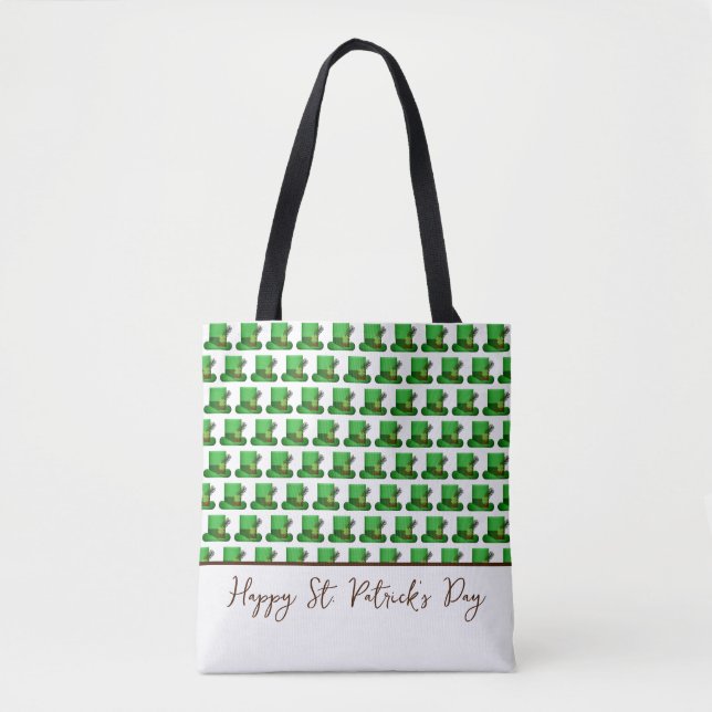 Bolso De Tela Trendy Green Hats Pattern St. Patrick's Day (Anverso)