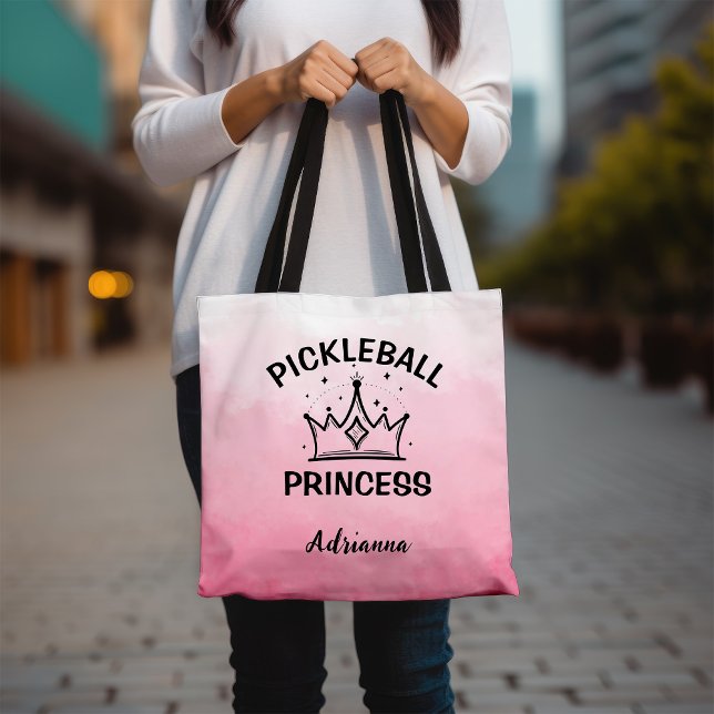 Bolso De Tela Trendy Pickleball Princess Pink Ombre with Crown (Subido por el creador)