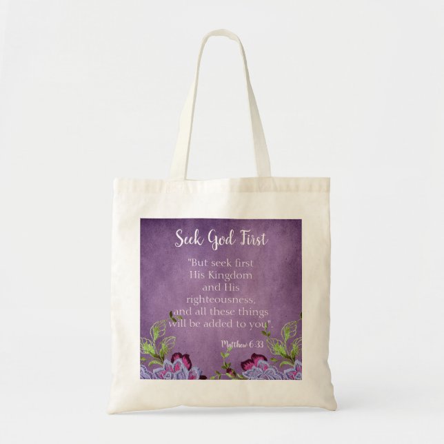 Bolso De Tela Trendy Seek a Dios primero (Frente)