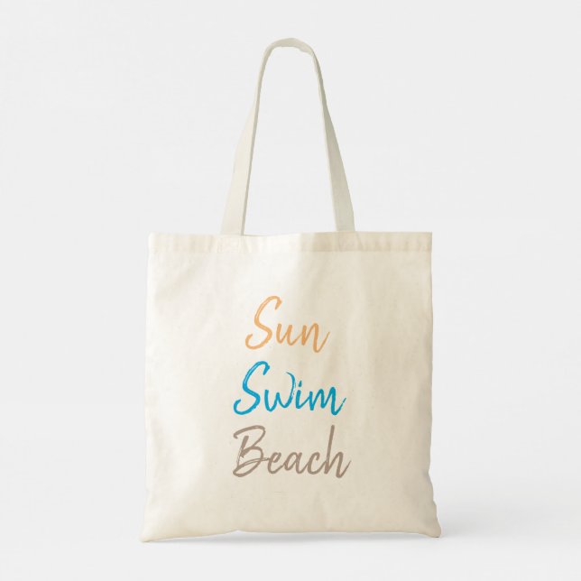 Bolso De Tela Trendy Sun Swim Beach Personalizado  (Reverso)