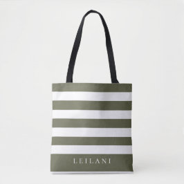 Bolso De Tela Trendy Terrarium Moss Green Stripe Pattern