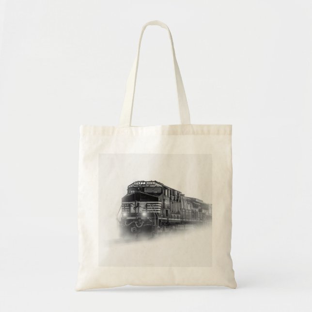 Bolso De Tela Trenes en blanco y negro (Frente)