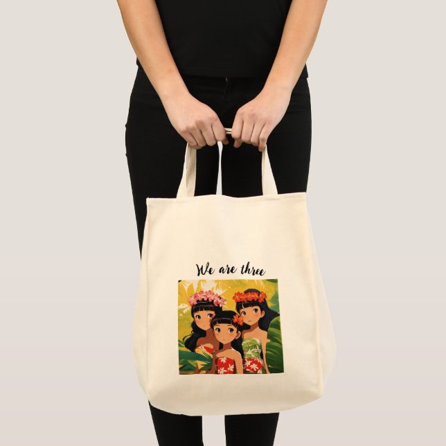 Bolso De Tela Tres amigos imprimir diseño Tote bag (Anverso (producto))