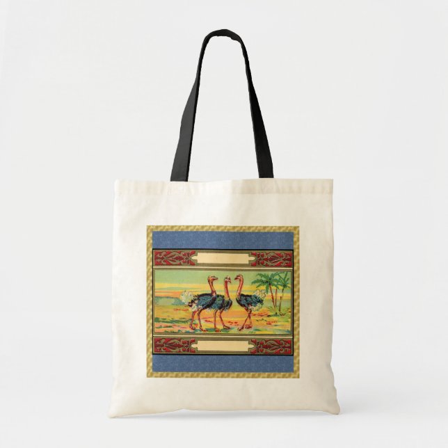 Bolso De Tela Tres Aves De Ostritch (Frente)