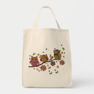Bolso De Tela Tres búhos en la rama