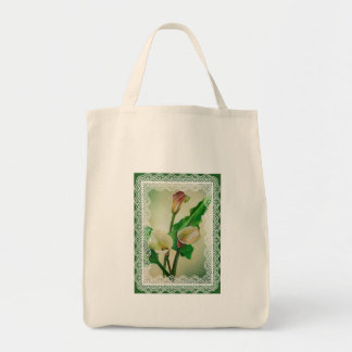 Bolso De Tela Tres Calla Lilies Asombroso Acrílico Botánico
