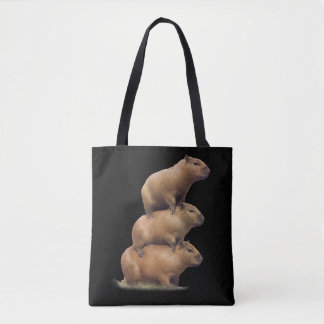 Bolso De Tela Tres Capybaras Graciosos Capybara Humor Stack Anim