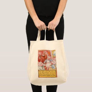 Bolso De Tela Tres cerditos cocinando lobo, cuento de hadas vint