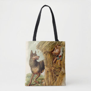 Bolso De Tela Tres cerditos lobo malo, cuento de hadas vintage