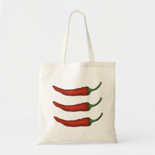 Bolso De Tela Tres chiles Tote de pimienta picante de chile rojo