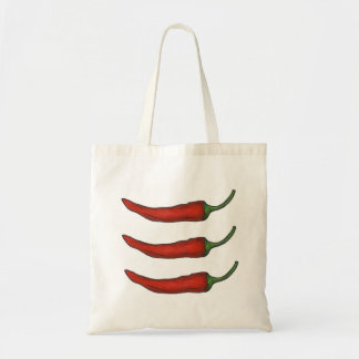 Bolso De Tela Tres chiles Tote de pimienta picante de chile rojo