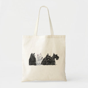 Bolso De Tela Tres curiosos Scotties y un Westie