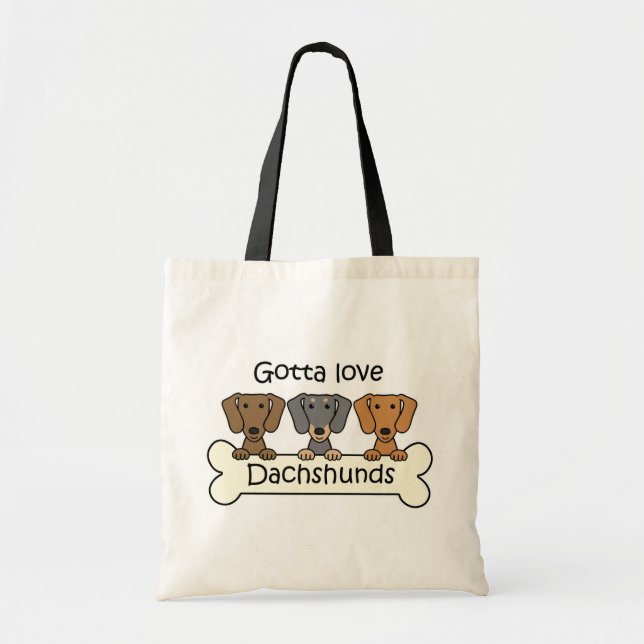 Bolso De Tela Tres Dachshunds (Frente)