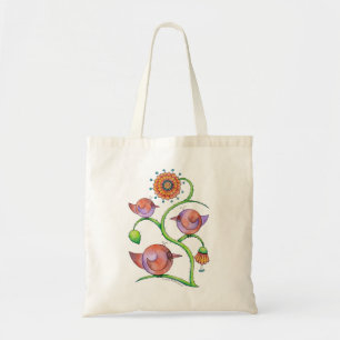 Bolso De Tela "Tres en pájaros de un árbol"