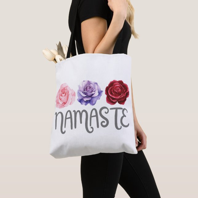 Bolso De Tela Tres flores: Namaste (Detalle)